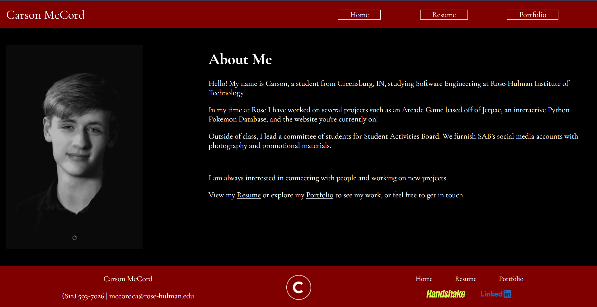 Screenshot of a page of the Website Project